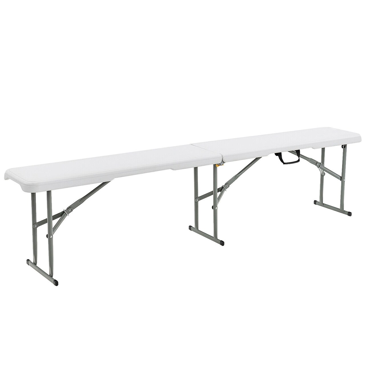 White Grey HDPE Iron Folding Bench Portable Outdoor Indoor Picnic Camping 550 lbs